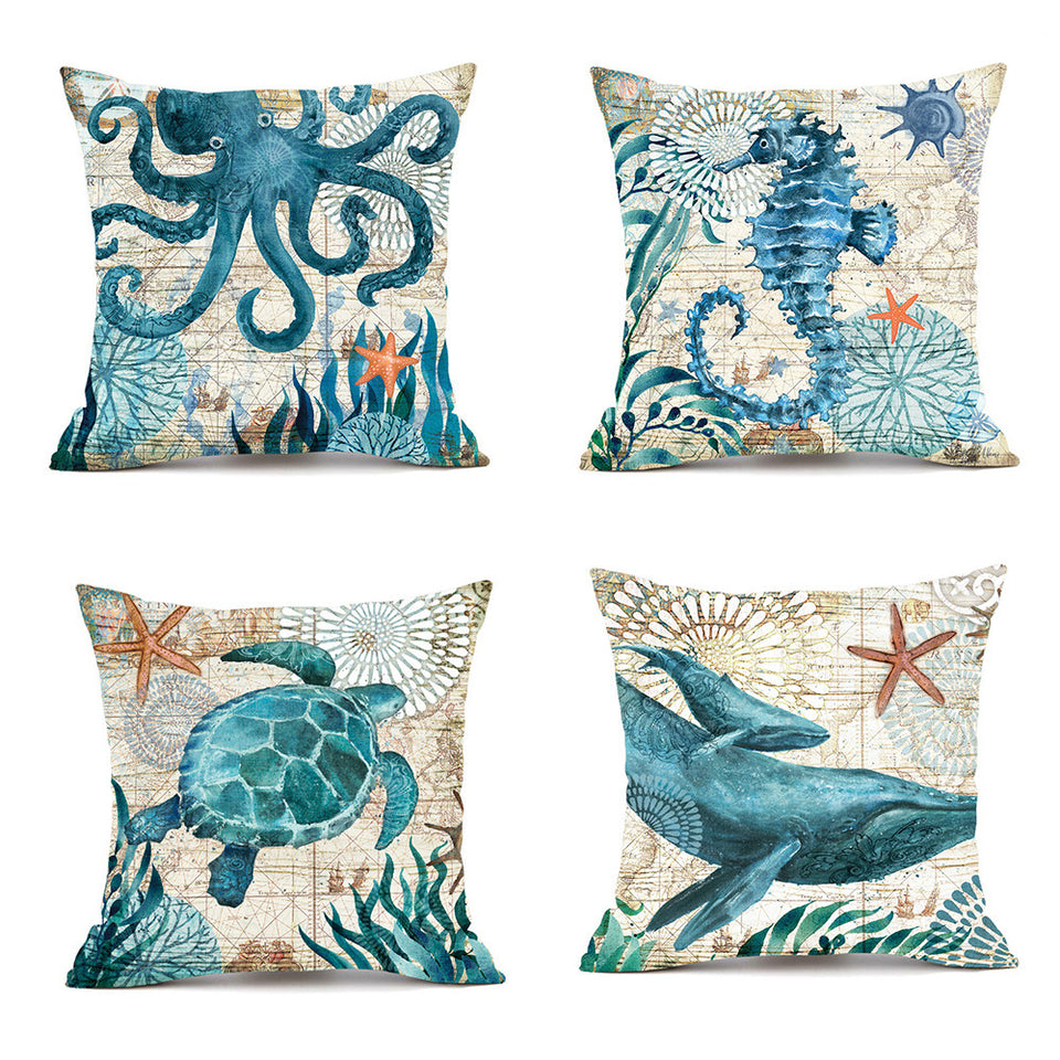 Cushion Covers Sea Turtle Printed Throw Pillow Cases For Home