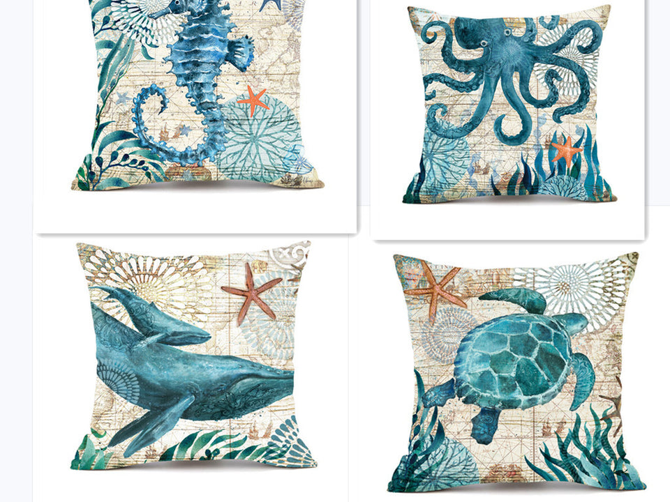 Cushion Covers Sea Turtle Printed Throw Pillow Cases For Home