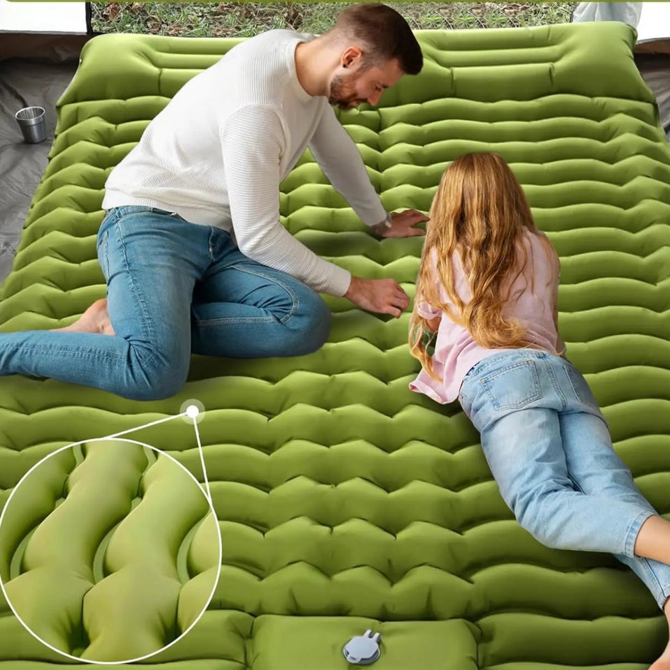 Couple Folding Air Matt with Camp Pillow Sleeping Inflatable Mattress