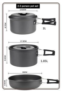 Camping Cookware Set for 1-7 Persons, Lightweight and Portable
