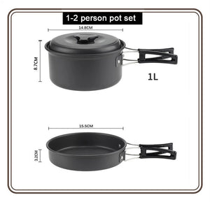Camping Cookware Set for 1-7 Persons, Lightweight and Portable