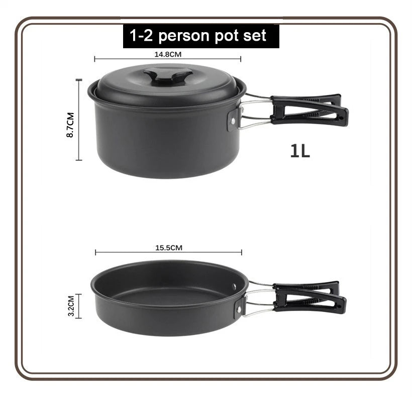Camping Cookware Set for 1-7 Persons, Lightweight and Portable