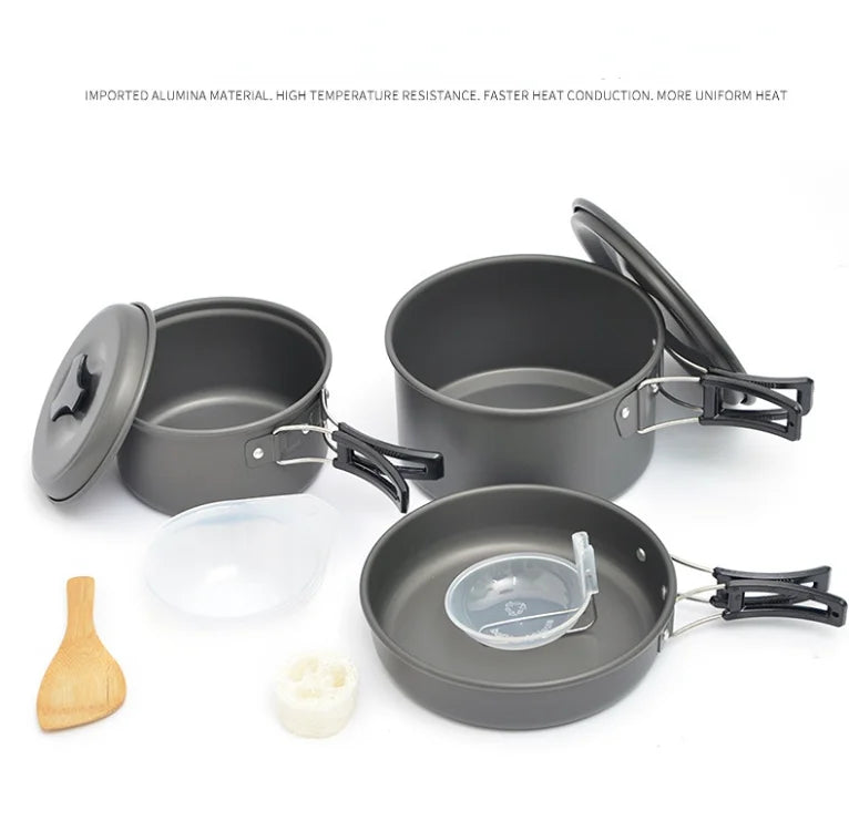 Camping Cookware Set for 1-7 Persons, Lightweight and Portable