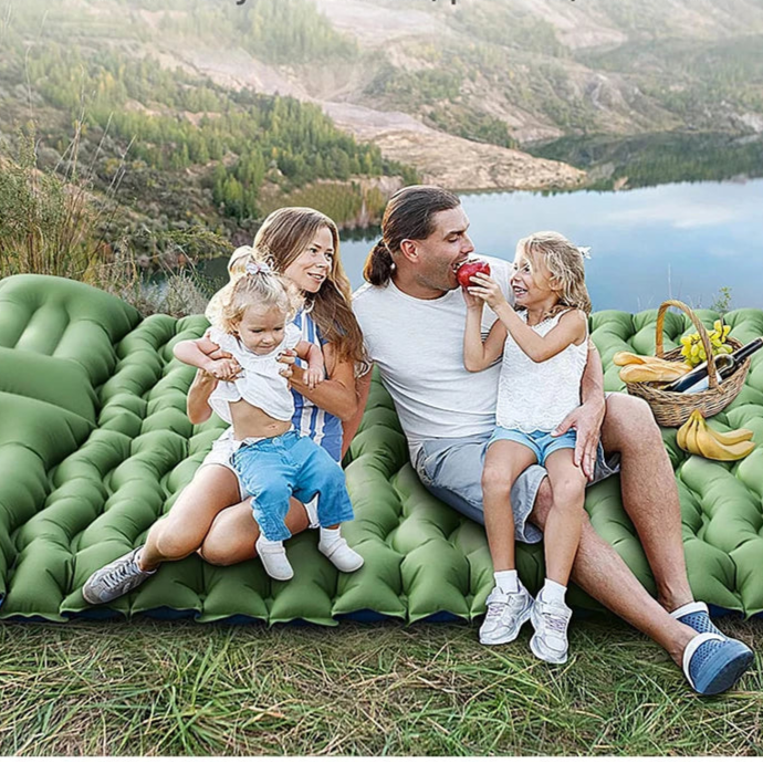 Couple Folding Air Matt with Camp Pillow Sleeping Inflatable Mattress