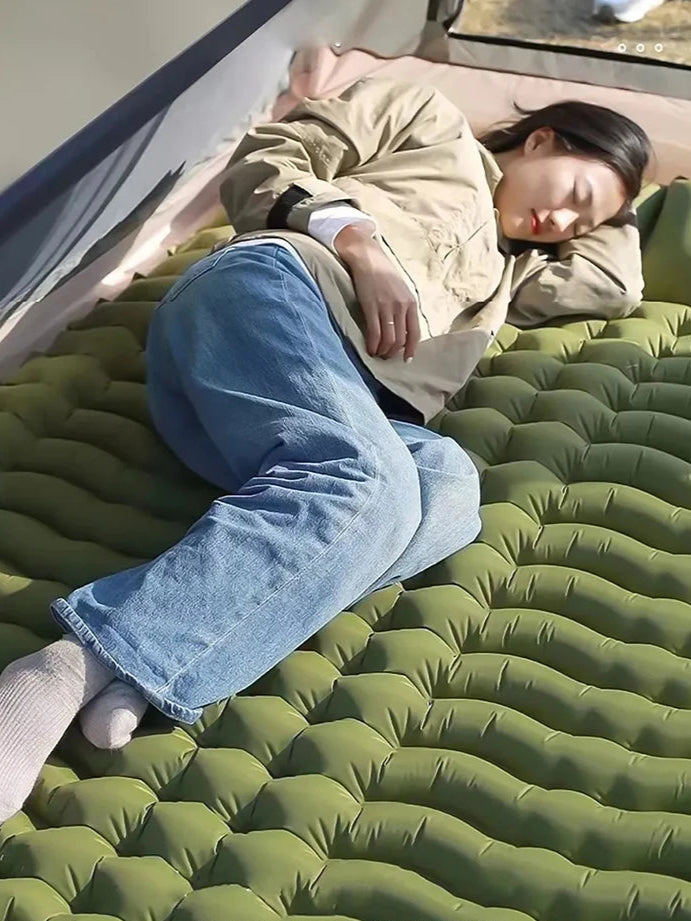 Couple Folding Air Matt with Camp Pillow Sleeping Inflatable Mattress