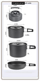 Camping Cookware Set for 1-7 Persons, Lightweight and Portable