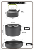 Camping Cookware Set for 1-7 Persons, Lightweight and Portable