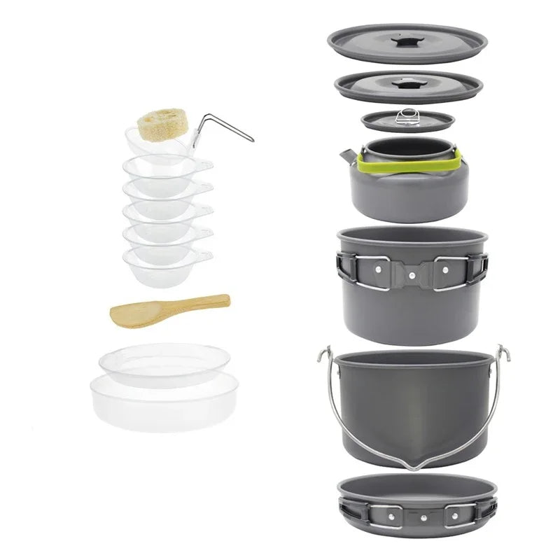 Camping Cookware Set for 1-7 Persons, Lightweight and Portable