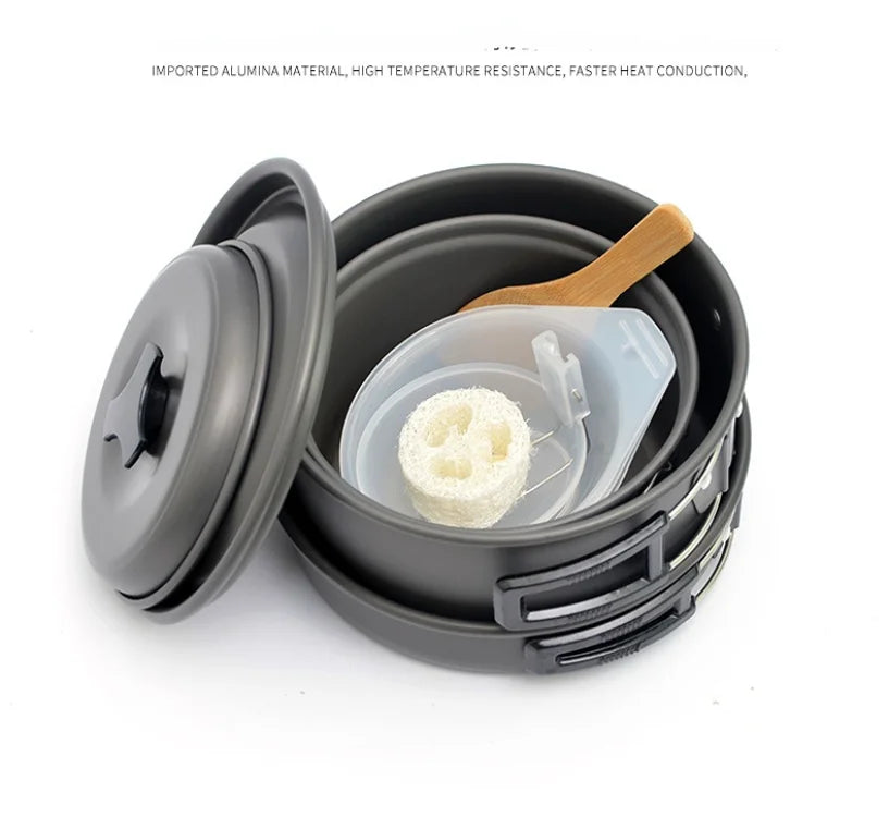 Camping Cookware Set for 1-7 Persons, Lightweight and Portable