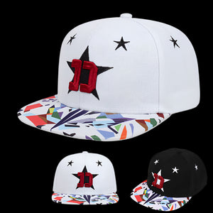 Five-pointed Star Embroidery Outdoor Sun-shade Sun Protection Flat-brimmed Cap